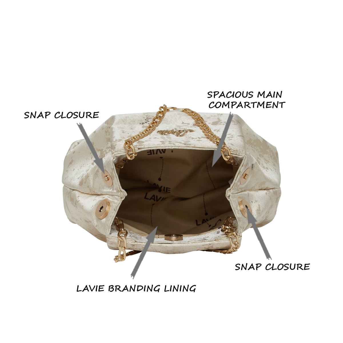 Lavie Women's Shaya Structured Potli Bags | Pouches for Festive Seasons & Wedding | Gold