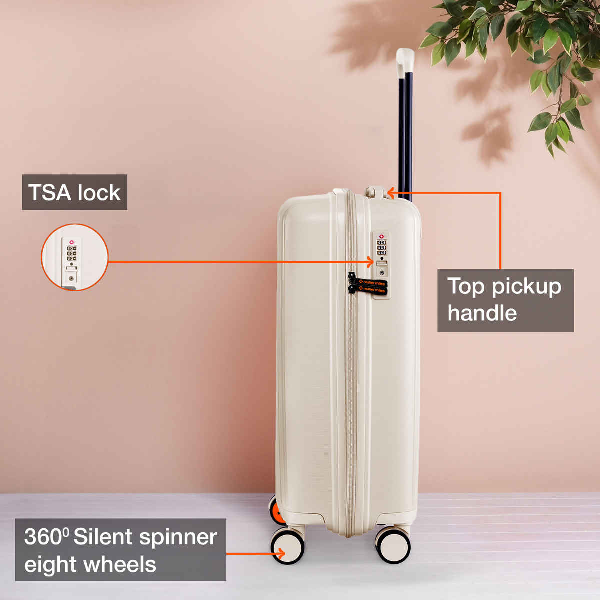 Nasher Miles The Line Cabin Hard-Sided Polypropylene Luggage 20 Inch-55 cm Trolley Bag - White