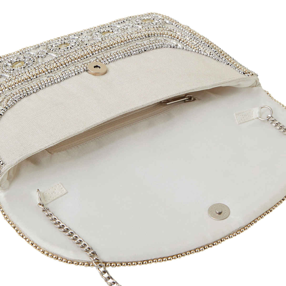 Accessorize London Women's Beaded Clutch Bag | Silver