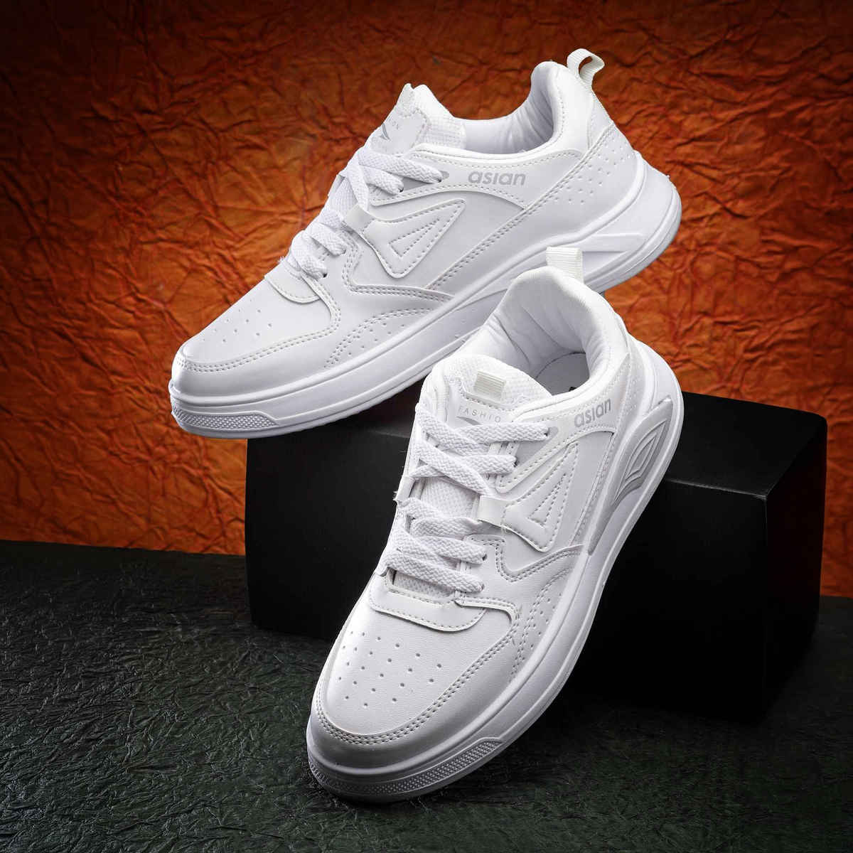 Asian Men s Moscow-01 Full White Sneakers | UK-7