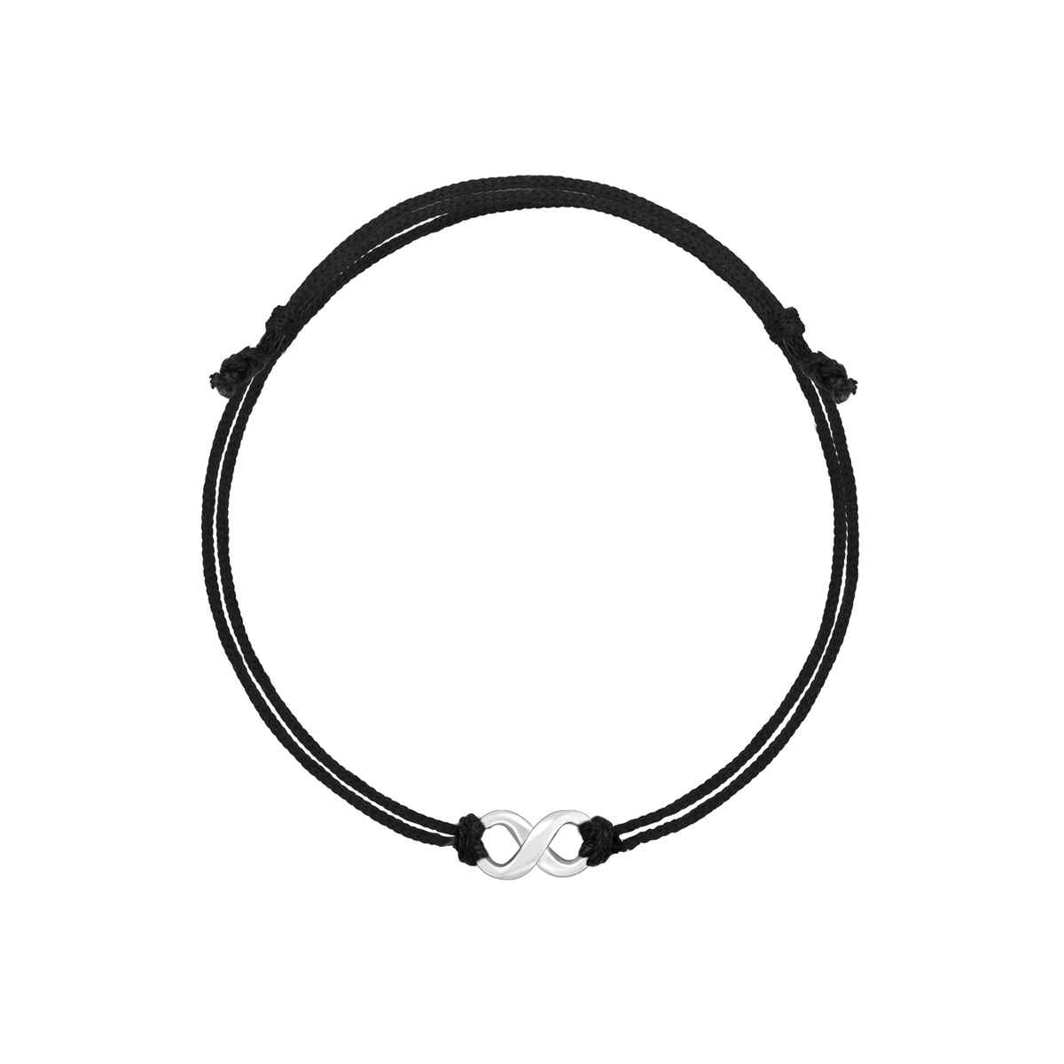 Giva Silver Infinity Black Thread Anklets