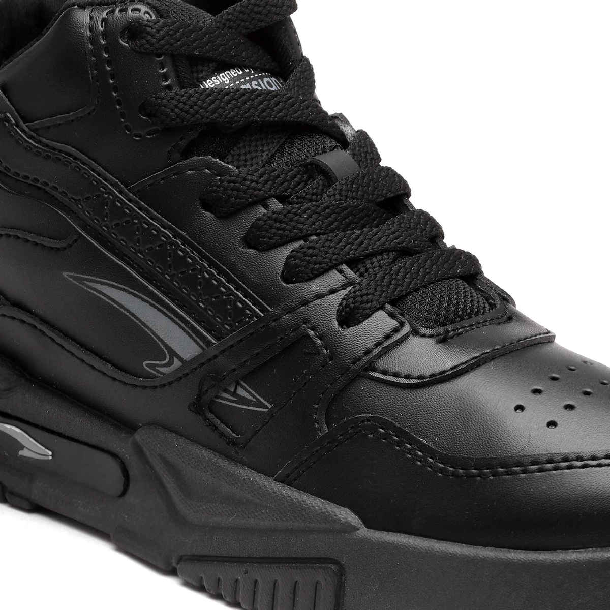 Asian Men s Mexico-11 Full Black Hightop Sneakers | UK-9