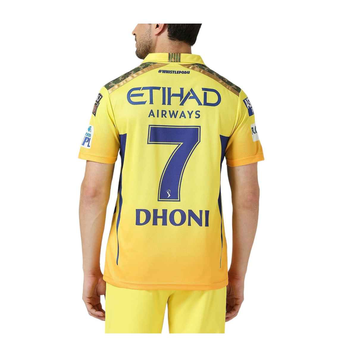 PlayR CSK - Dhoni 7 IPL Fan Men's 100% Polyester Jersey - L
