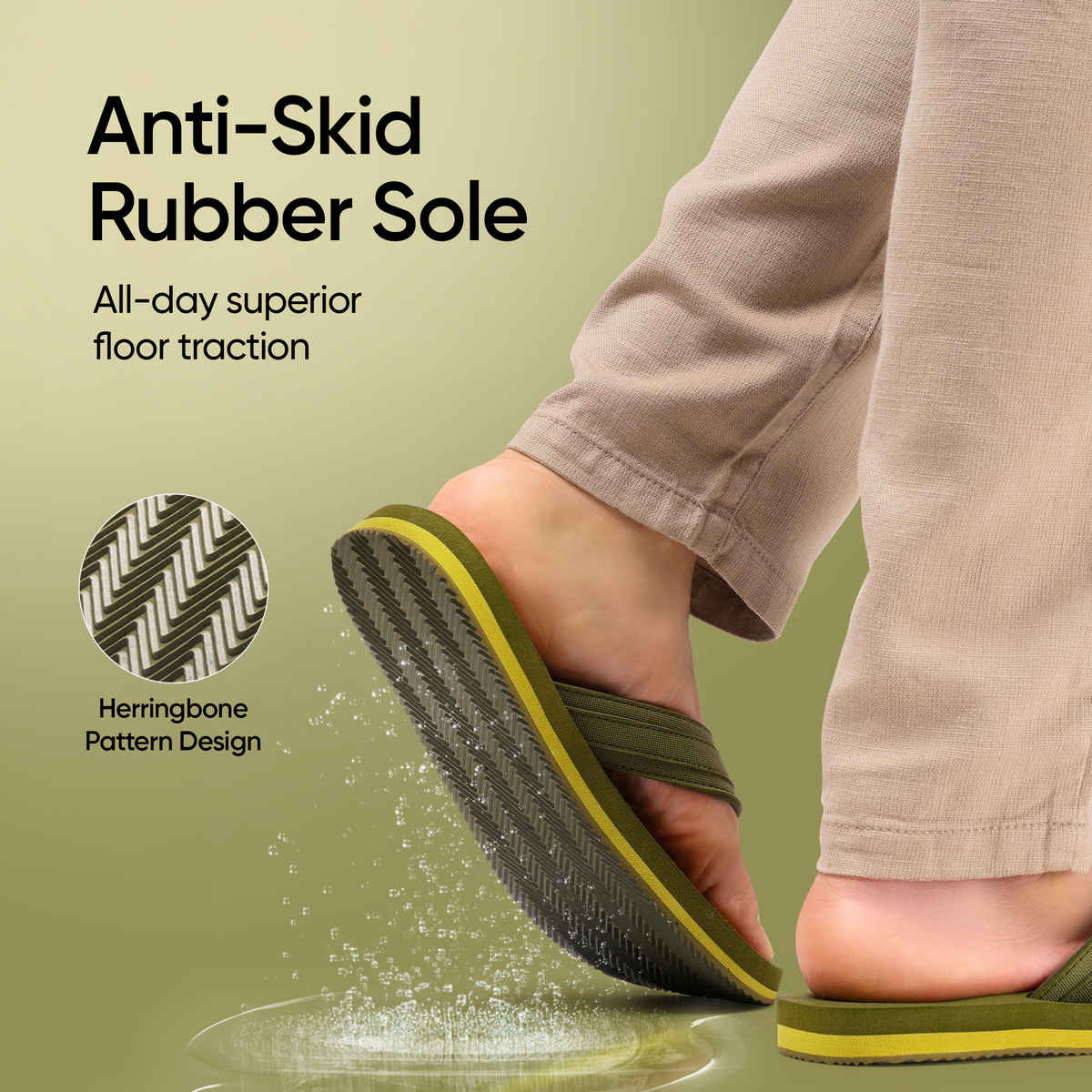 Frido Unisex Cloud Comfort Slippers with Anti-Skid Sole | Olive Green - UK 8