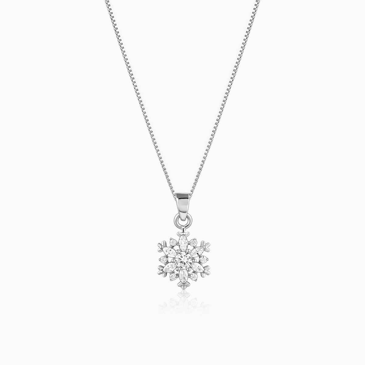 Giva Silver Snowflake Pendant With Box Chain