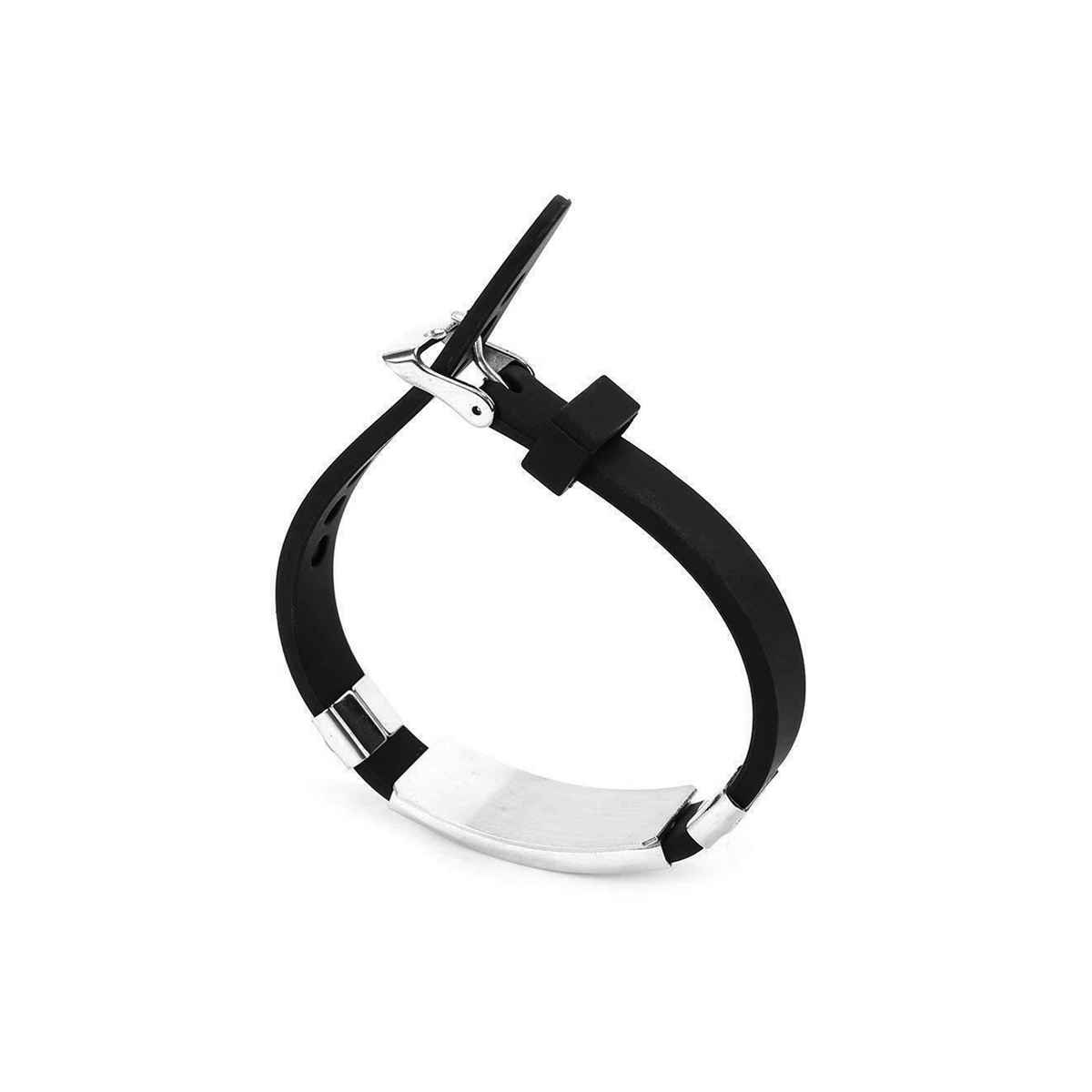 Yellow Chimes Unisex Silver-Toned & Black Wraparound Bracelet