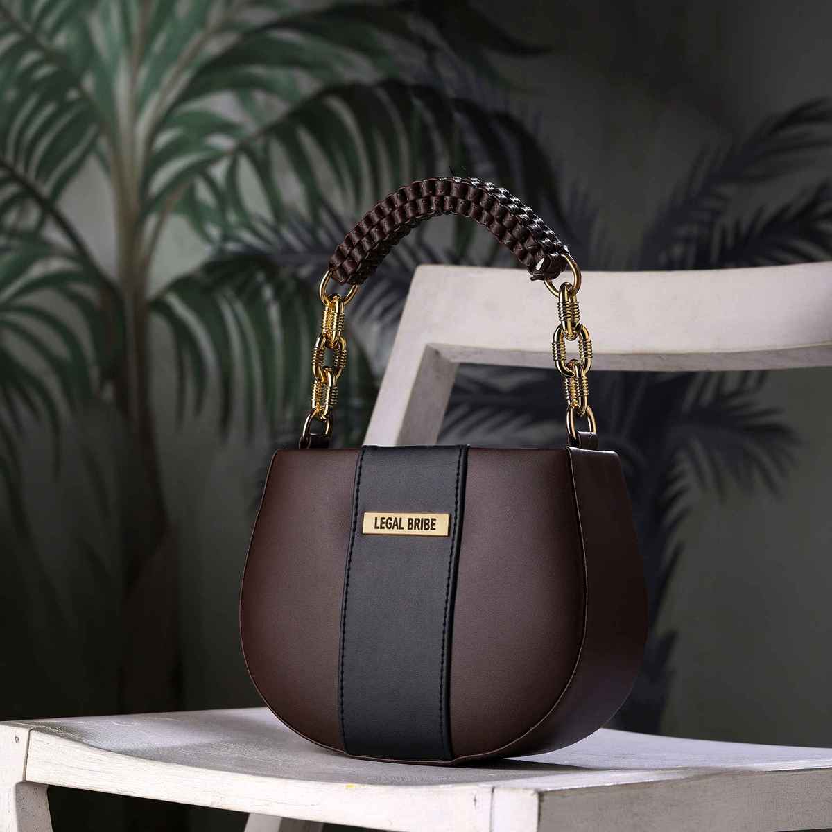 Legal Bribe Women's Knitted Handle Sling Bag | LB1967 | Brown