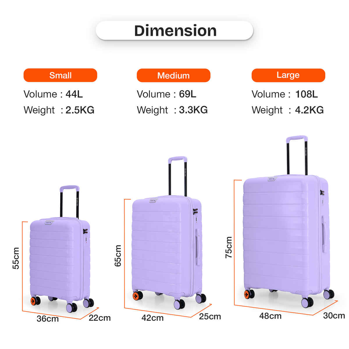 Nasher Miles Vienna Check-In Hardside Polypropylene- 55 and 65 cm Trolley Bag- Purple