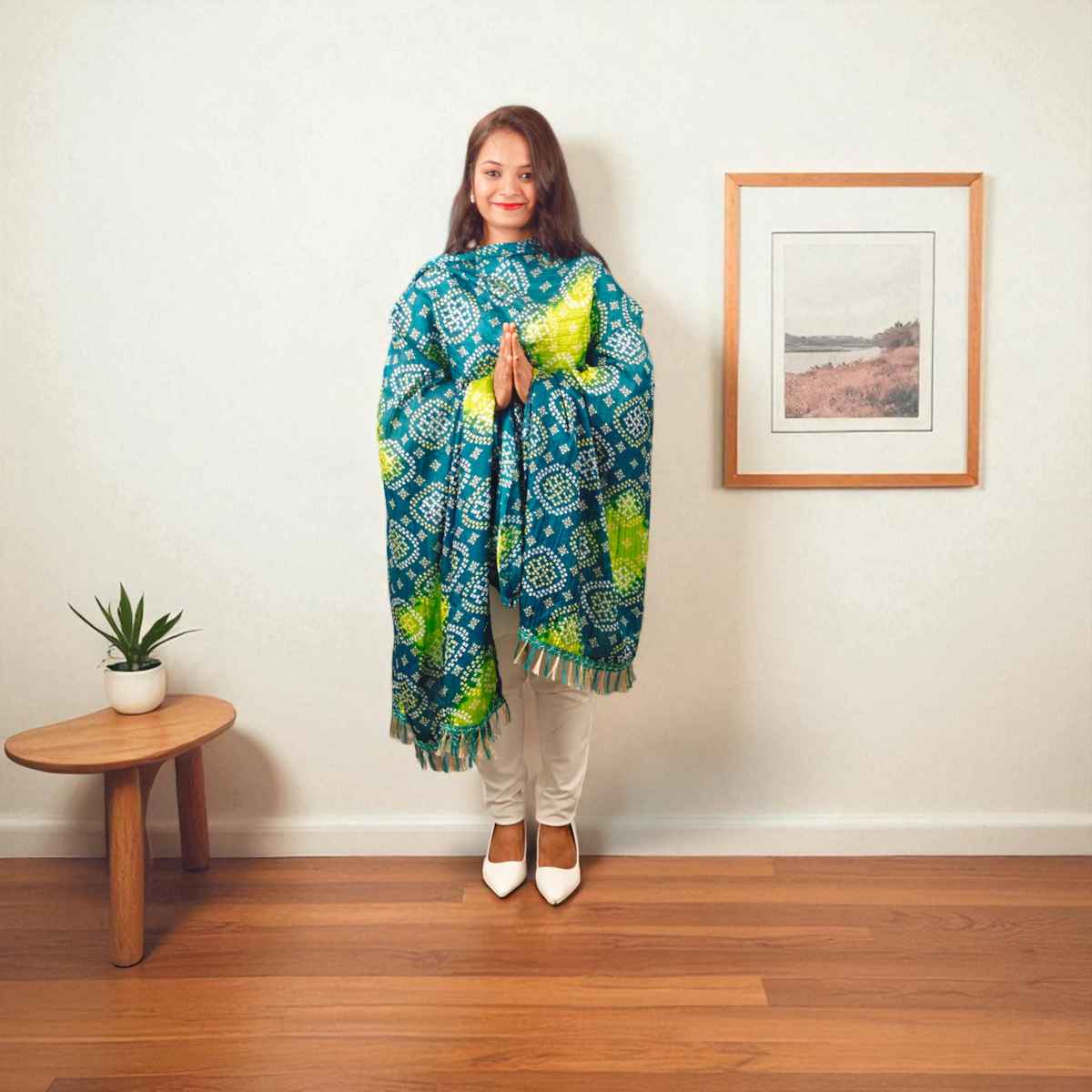 Light Blue Bandhini Dupatta | House of Festivals