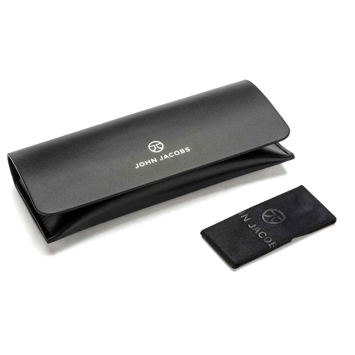 John Jacobs By Lenskart Unisex Solid Metal Rectangular Sunglasses | Black and Grey - Extra Wide