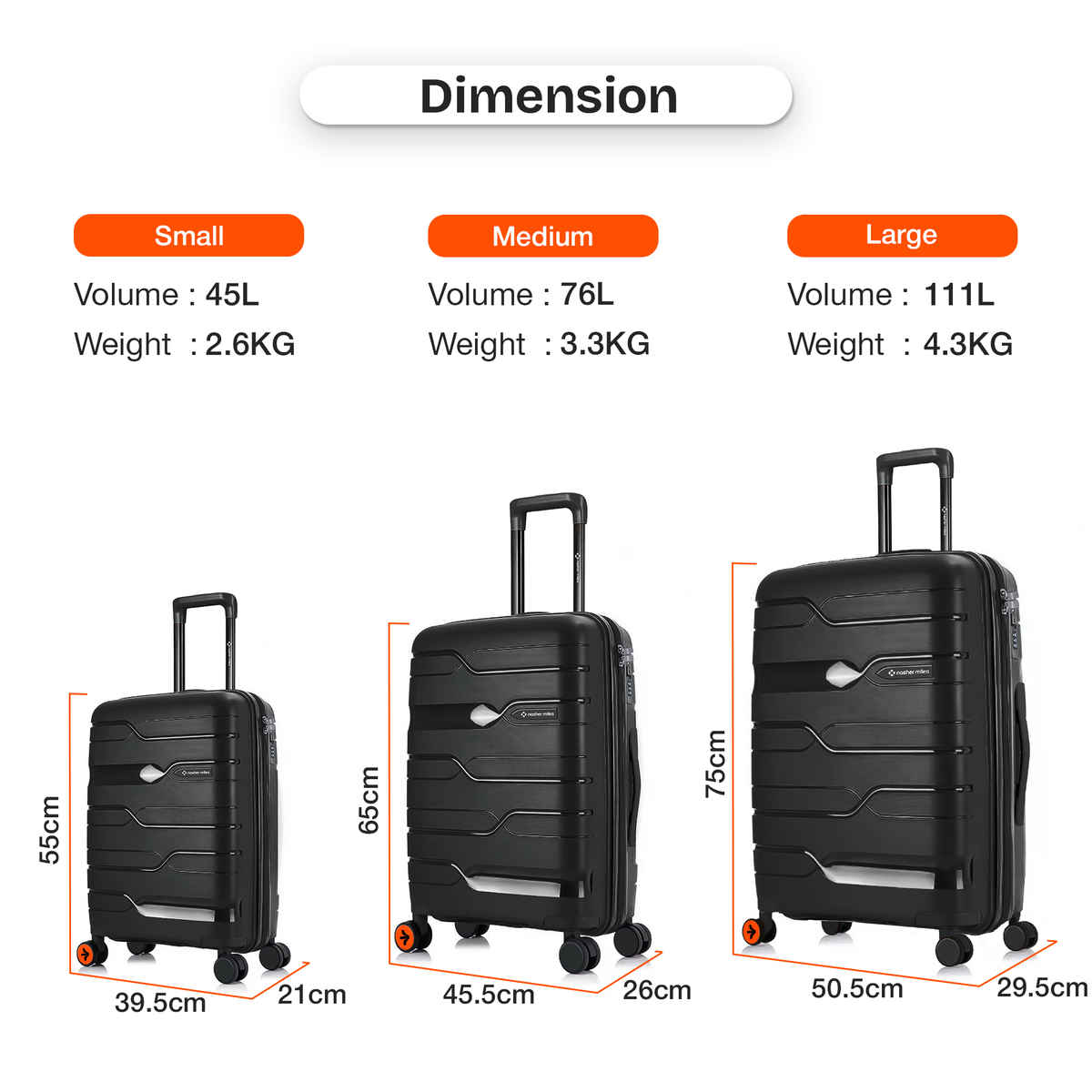 Nasher Miles Paris Cabin Hard-Sided Polypropylene Luggage- 20 Inch - 55 cm Trolley Bag- Black