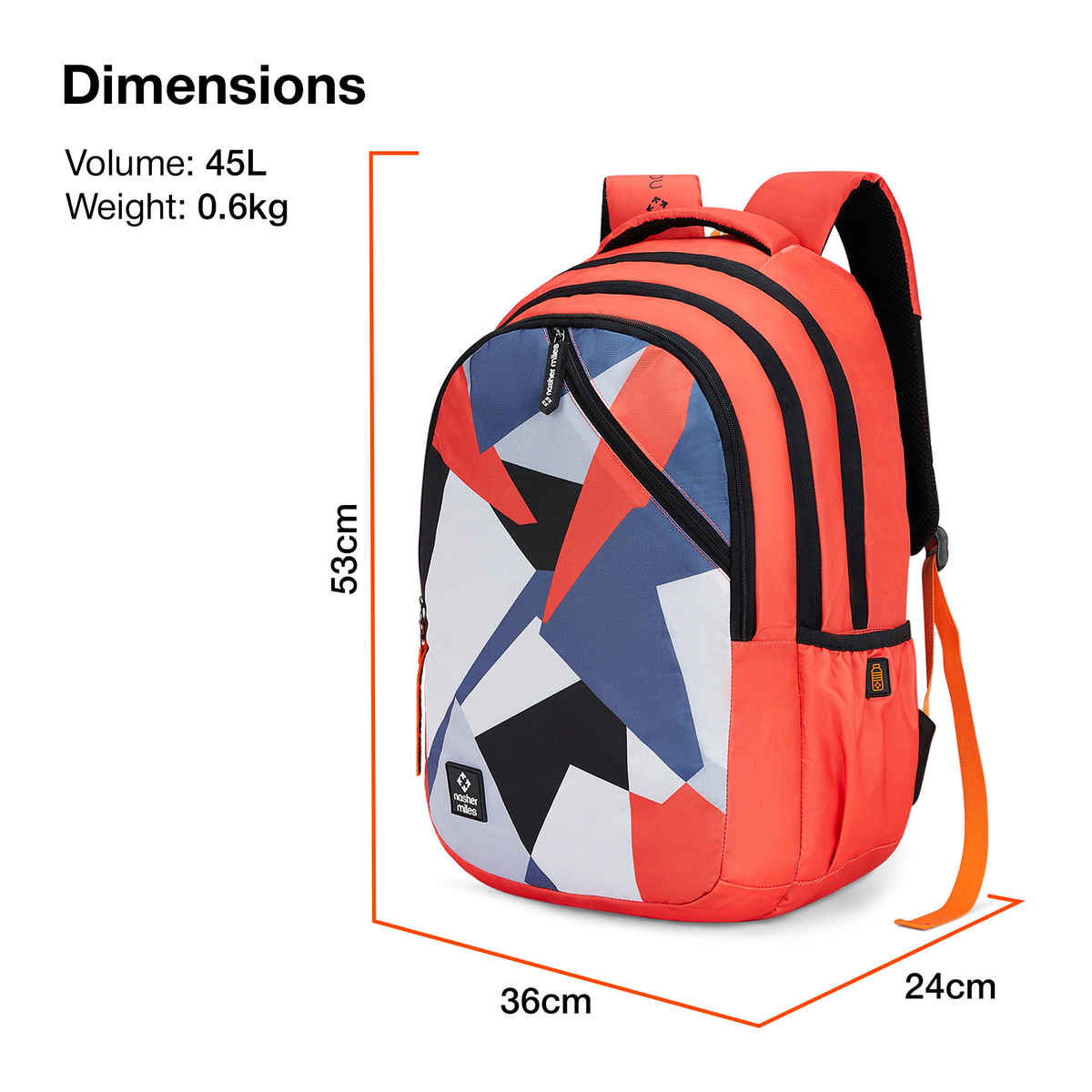 Nasher Miles Modern Polyester Laptop Backpack with Raincover & Front Organiser | Red - 45 L