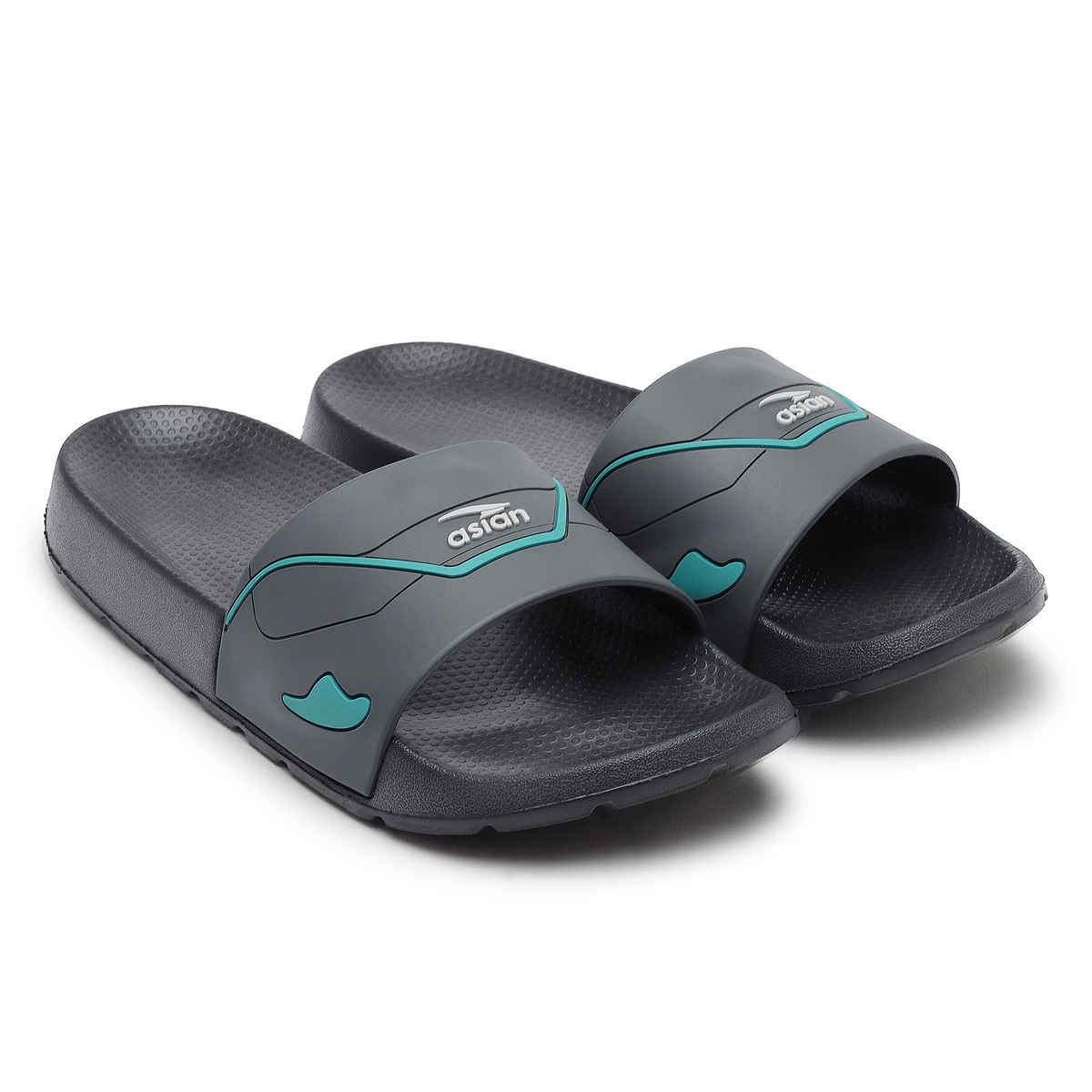 Asian Slider-31 Men Slides Grey-Firozi (Size-10)