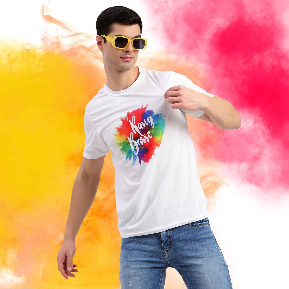 Freecultr Unisex Printed T-Shirt Rang Barse | White | XXL