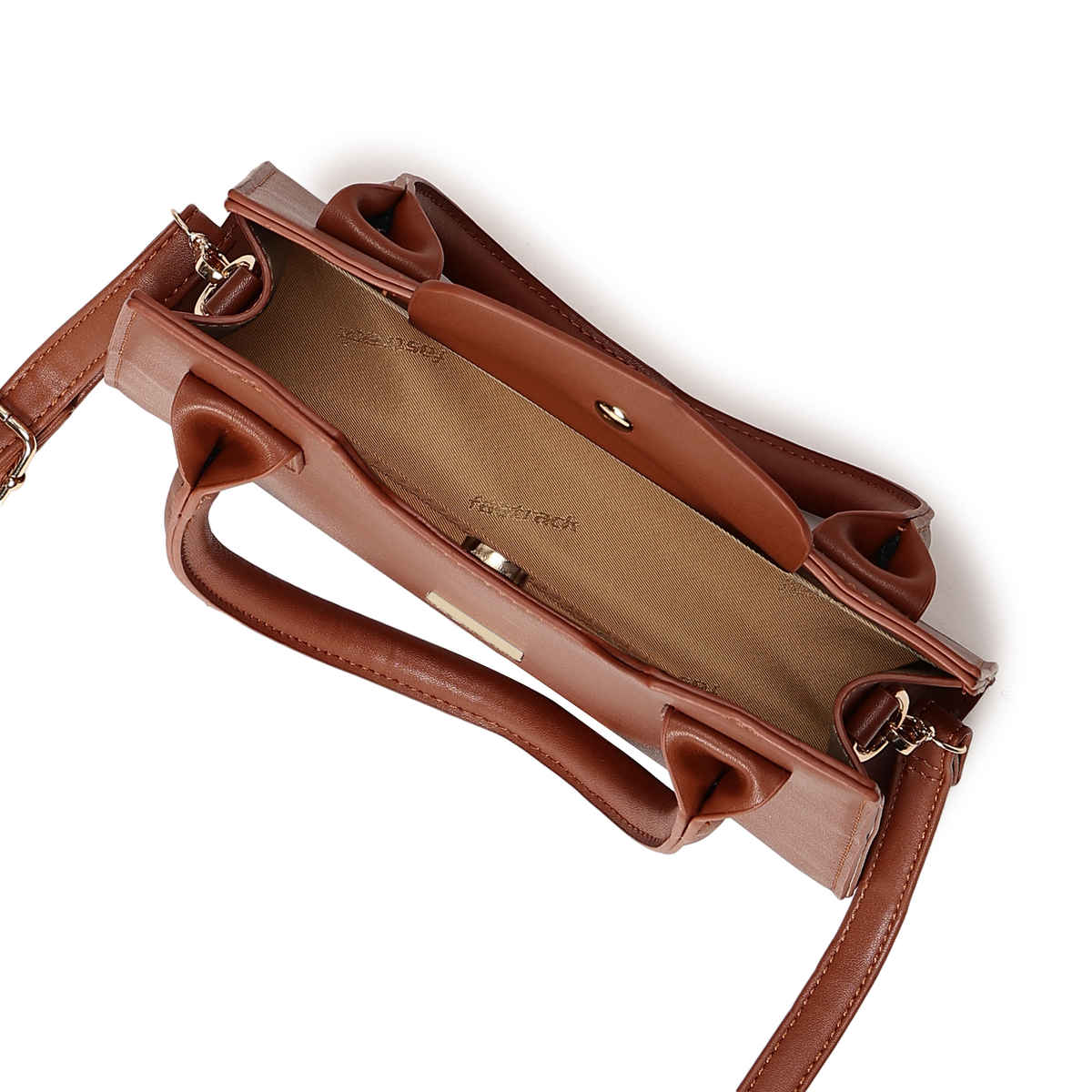 Fastrack PU Structured Solid Sling Bag for Women | Brown