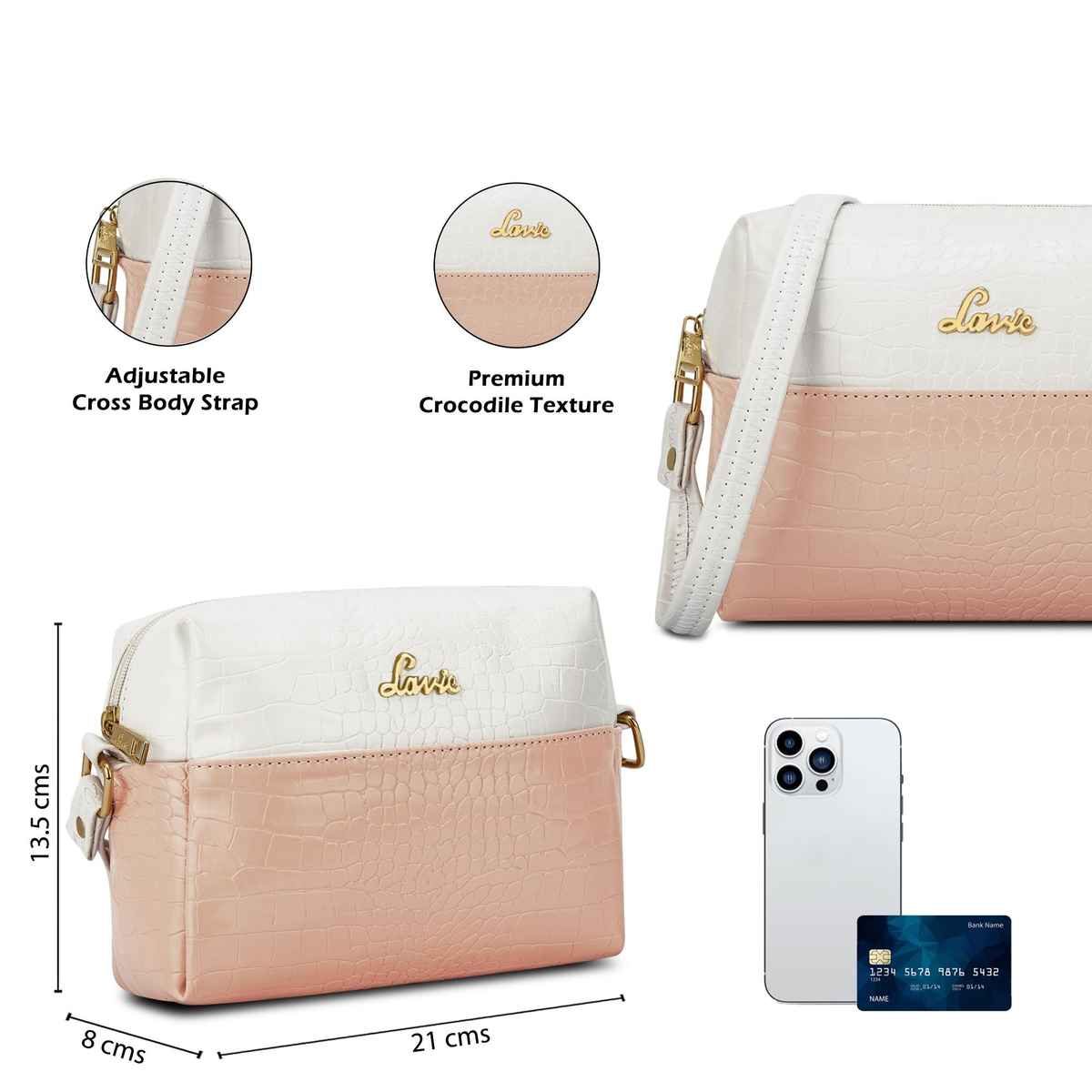 Lavie Women's Tina Cross Body Sling Bag | Ladies Purse Handbag | Light Pink