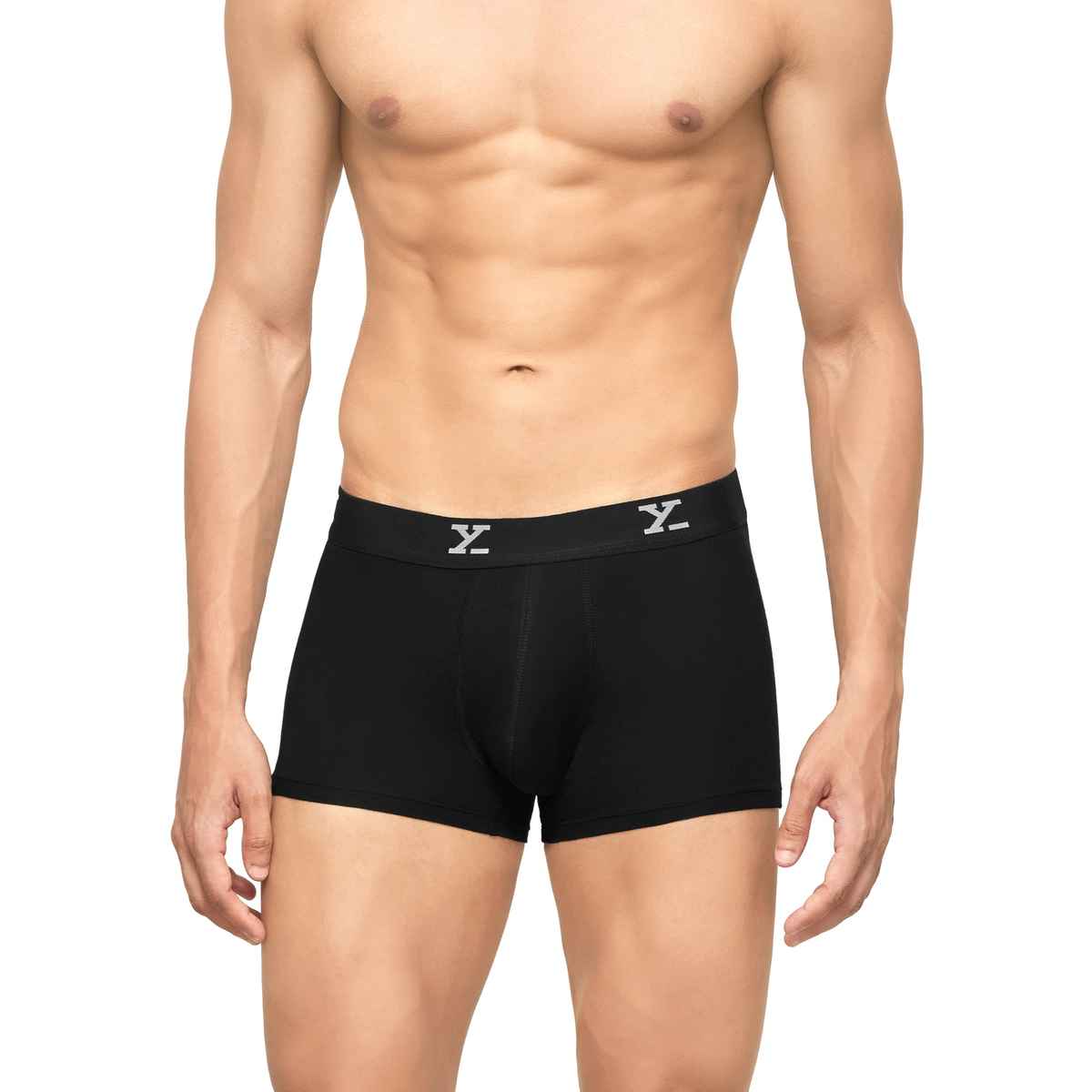 XYXX Men's Modal Printed and solid Trunks Pack of 2, Black| L