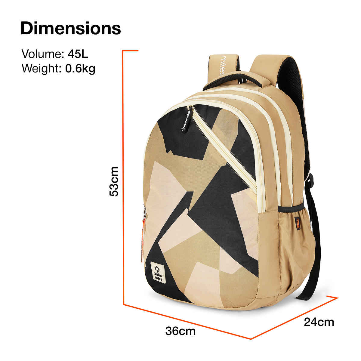 Nasher Miles Modern Polyester Laptop Backpack with Raincover & Front Organiser | Brown - 45 L