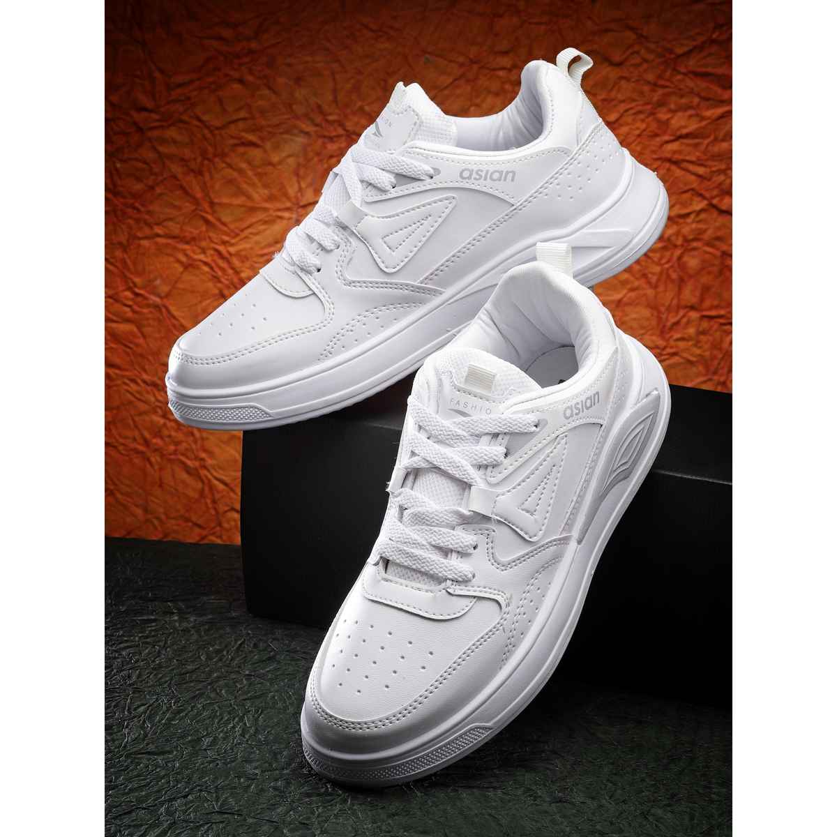 Asian Men s Moscow-01 Full White Sneakers | UK-10