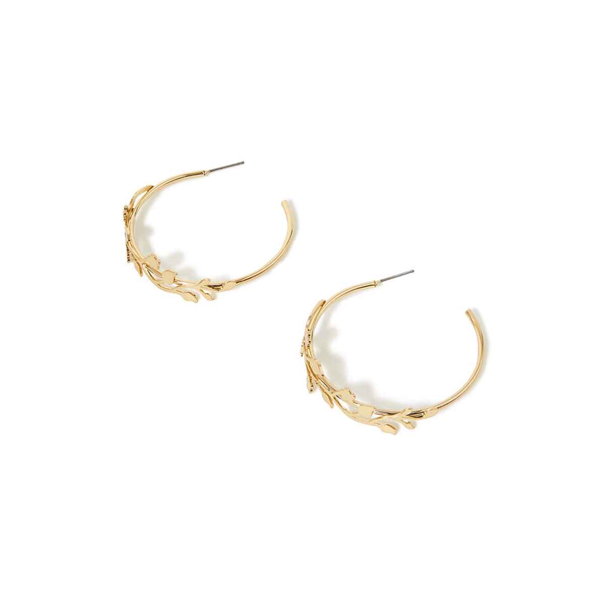 Accessorize London Women's Floral Overlay Hoop Earrings - Gold