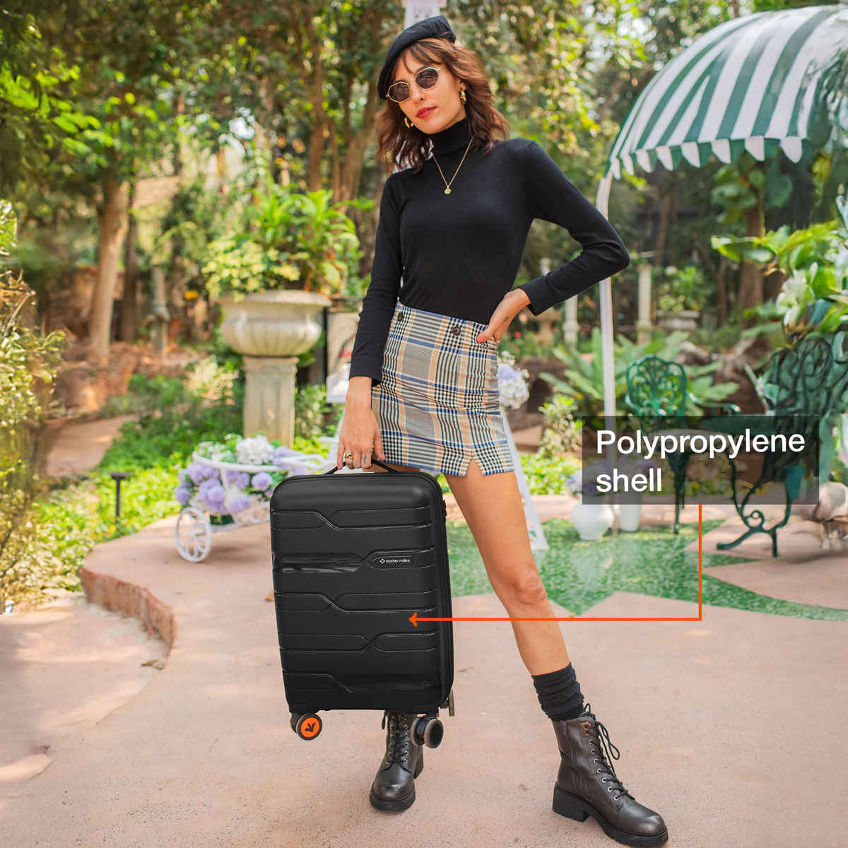 Nasher Miles Paris Cabin Hard-Sided Polypropylene Luggage- 20 Inch - 55 cm Trolley Bag- Black