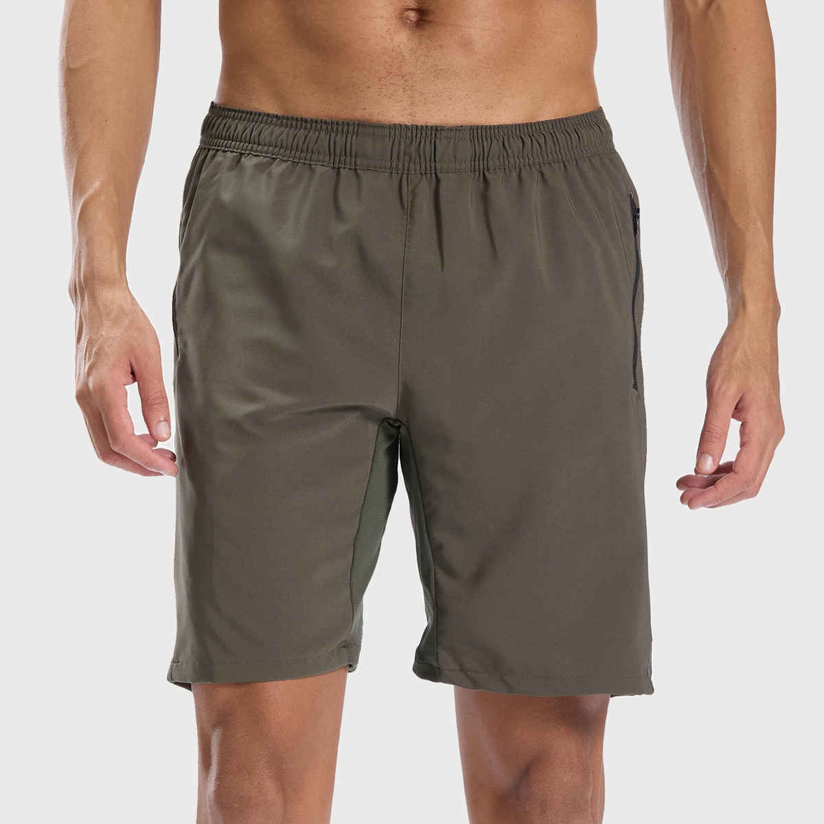 Decathlon | Domyos Men's Zip-Pocket Breathable Essential Fitness Shorts - Khaki - XL