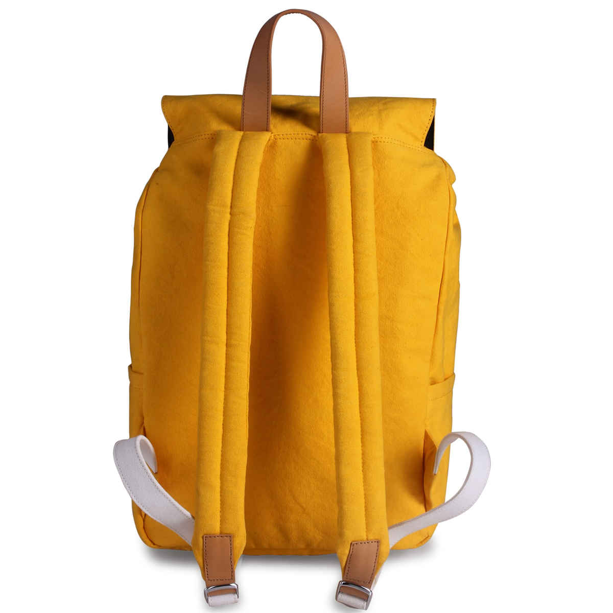 Svenklas Unisex Solid Canvas and Genuine Leather 20 L Top Handle Backpack | Yellow - 16 Inches