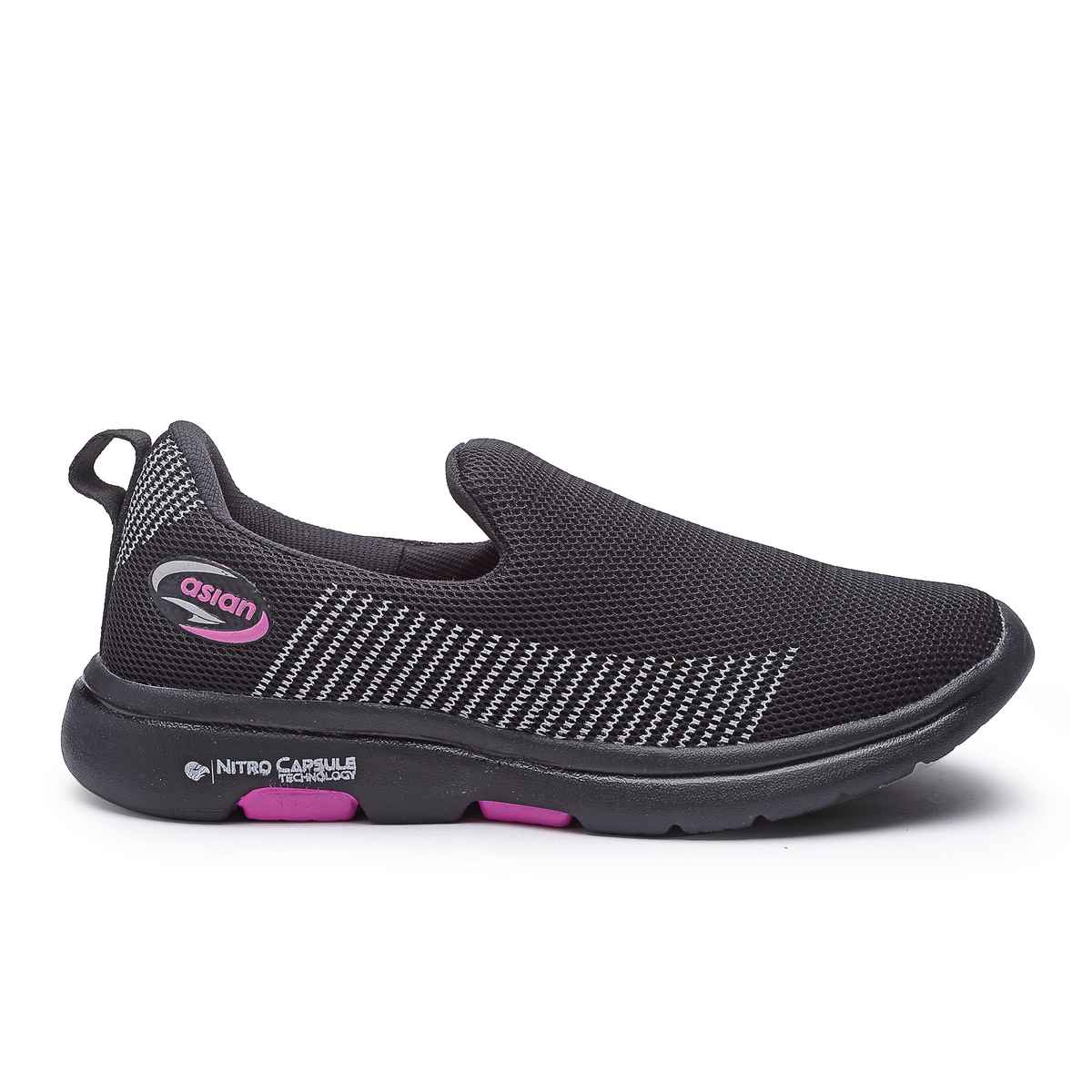 Asian Women s Firefly-111 Black Pink Slipon Shoes | UK-4