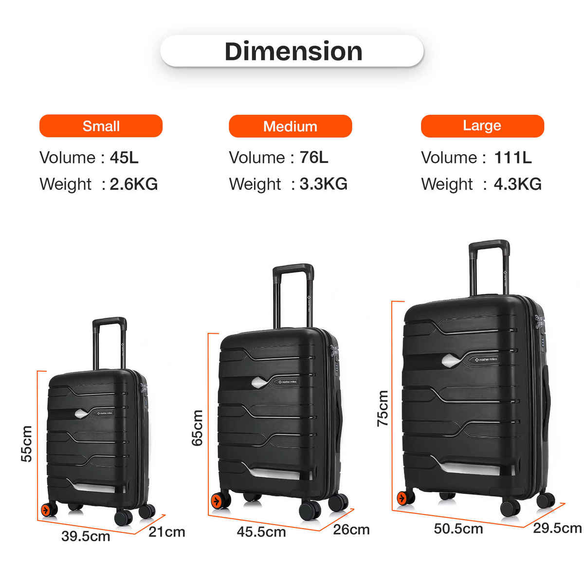 Nasher Miles Paris Cabin Hard-Sided Polypropylene Luggage- 20 Inch - 55 cm Trolley Bag- Black