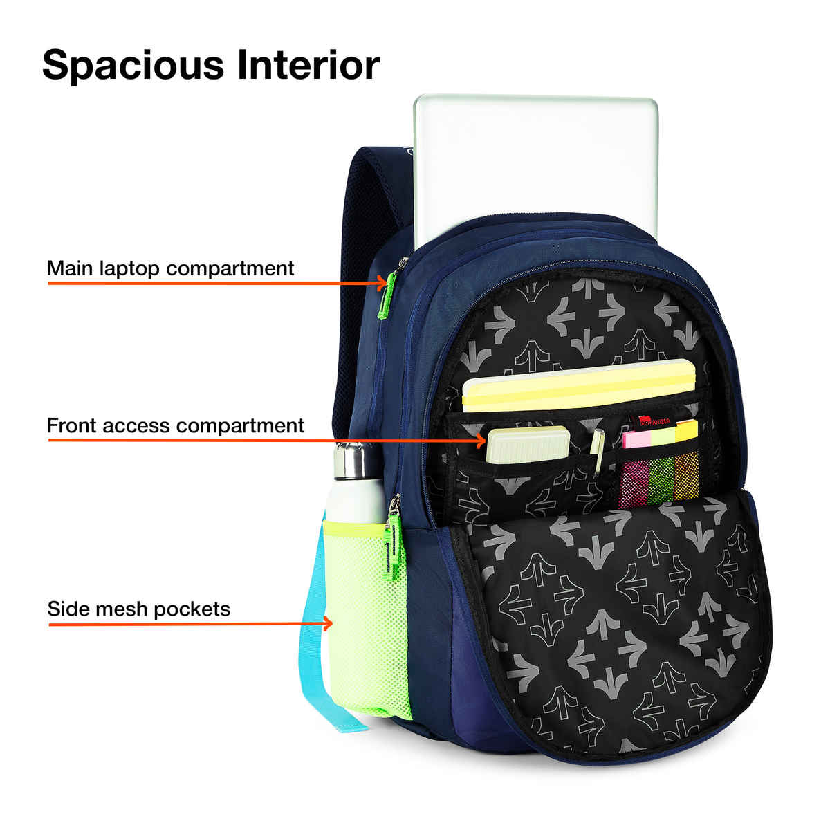 Nasher Miles Cricket Fever Backpack- Unisex-3 Compartment College Bag- Green- 45L