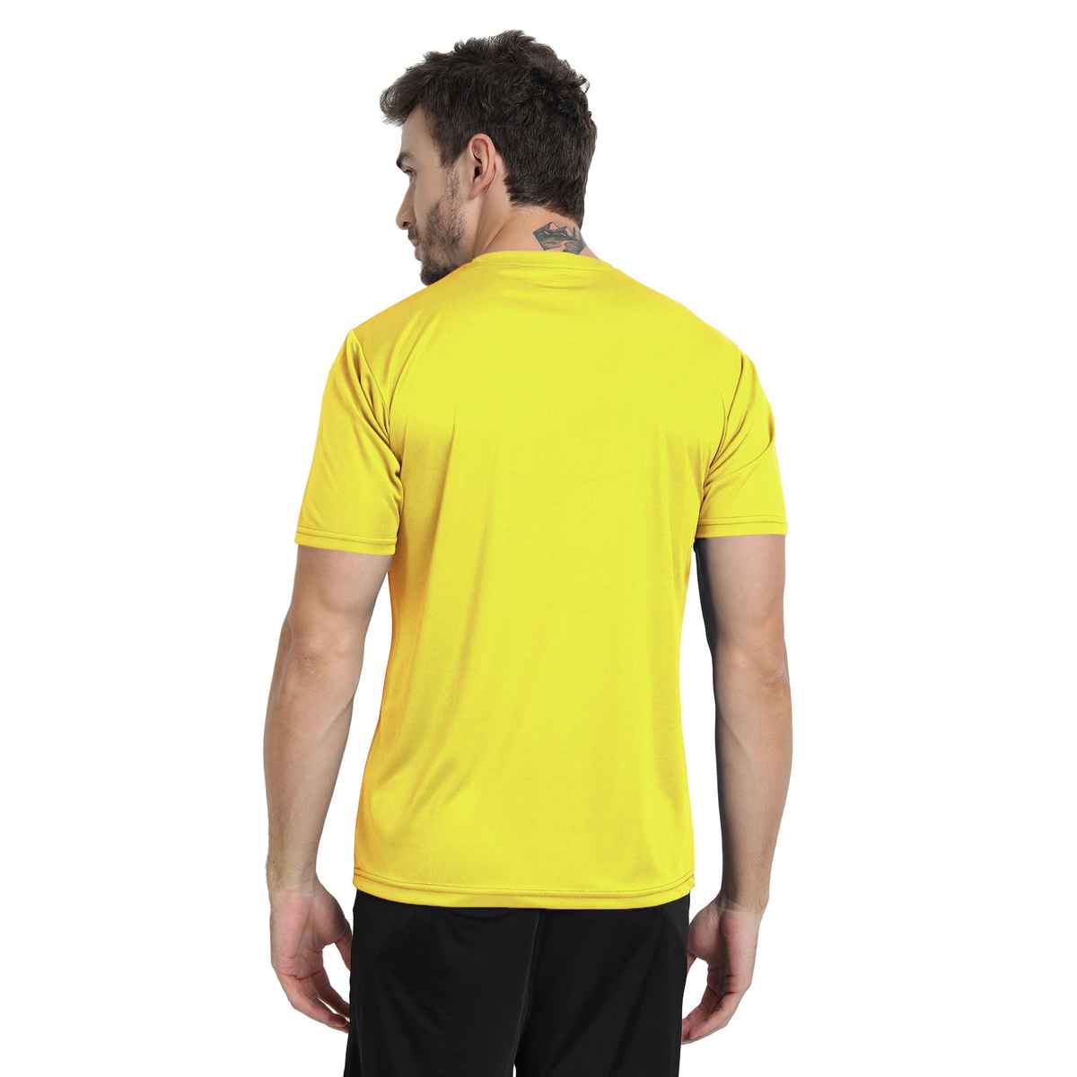 Ftx Men's Solid Round Neck Polyester Half Sleeve Casual T-shirt | Gold | S