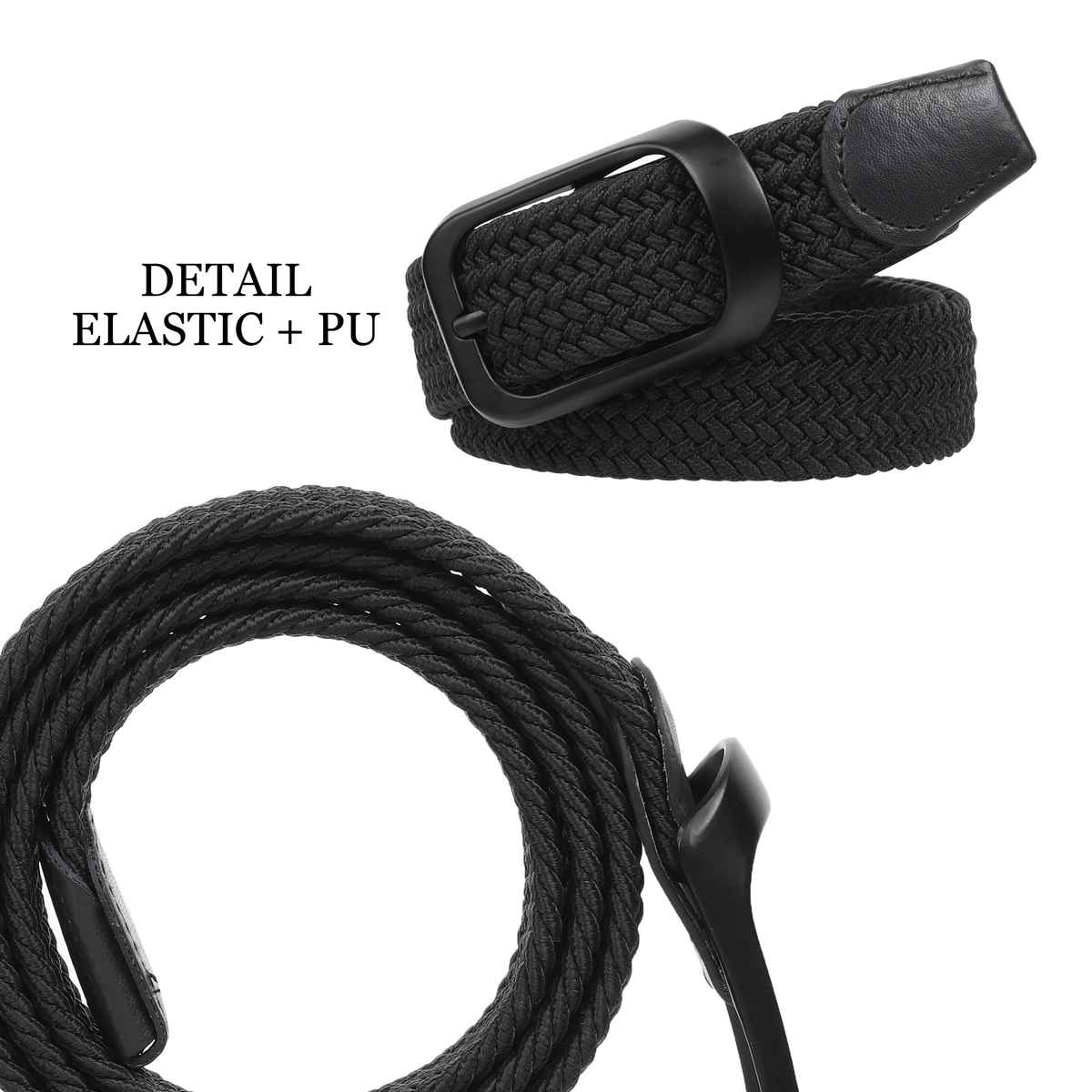 Zoro United Men's Solid Woven Fabric Belt | Black - Free Size