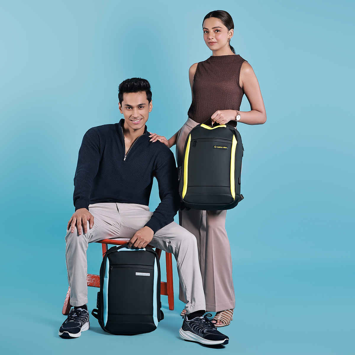 Nasher Miles Madison Workpack 22 L Polyester Black Yellow Laptop Backpack, Number Lock Usb Charging