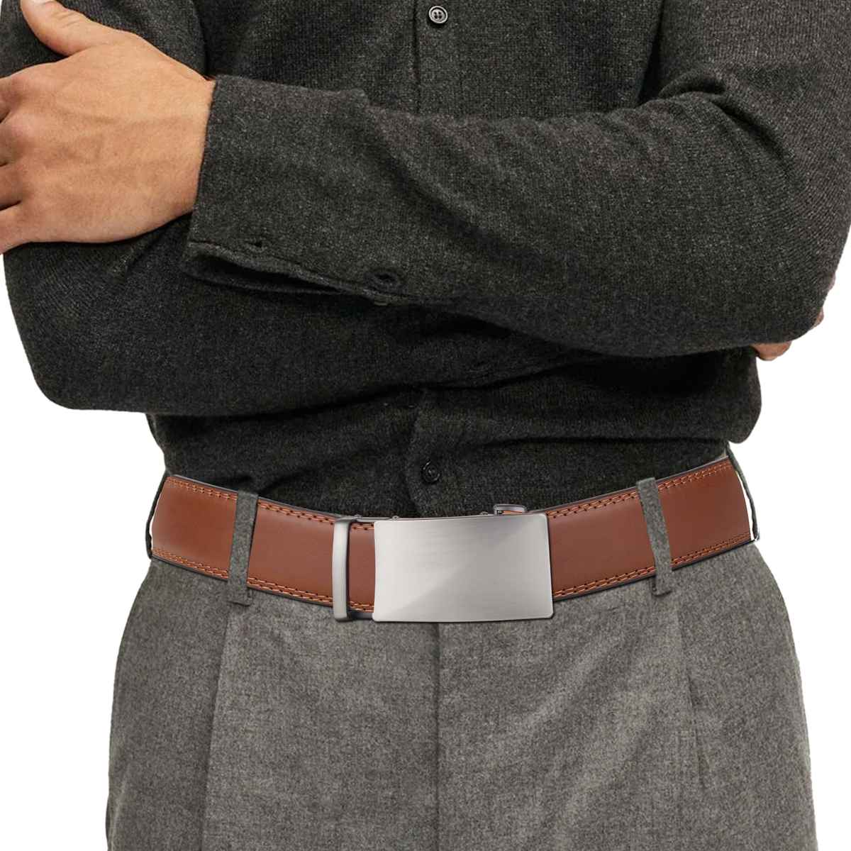 Zoro United Men's Solid Vegan Leather Men's Belt | Brown - One Size