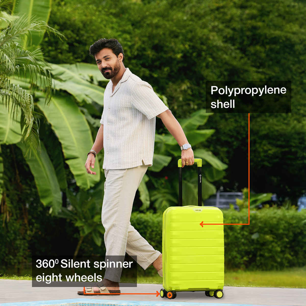 Nasher Miles Vienna Cabin Hard Sided Polypropylene 20 Inch|55 cm Trolley Bag - Neon Lime