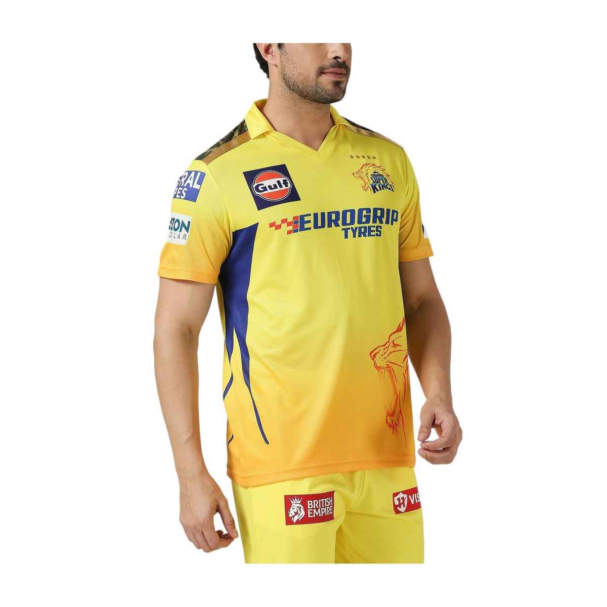 PlayR CSK - Dhoni 7 IPL Fan Men's 100% Polyester Jersey - L