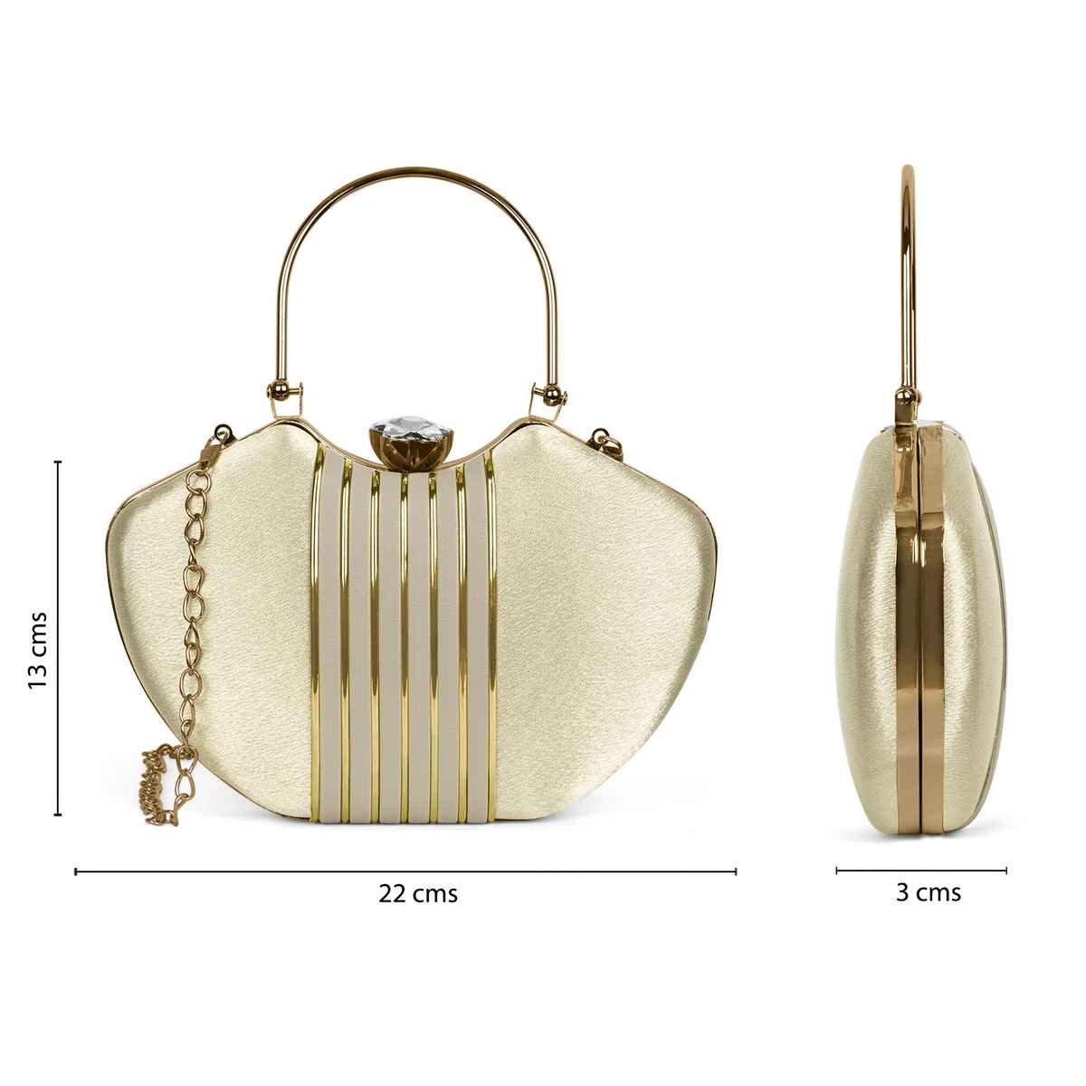 Lavie Women's Lip Handle Framed Clutch | Ladies Purse | Gold