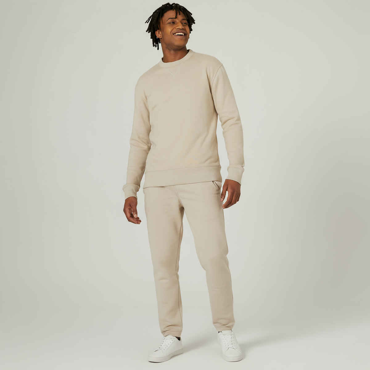 Domyos By Decathlon Men's Warm Round Neck Sweatshirt | Cream - XL