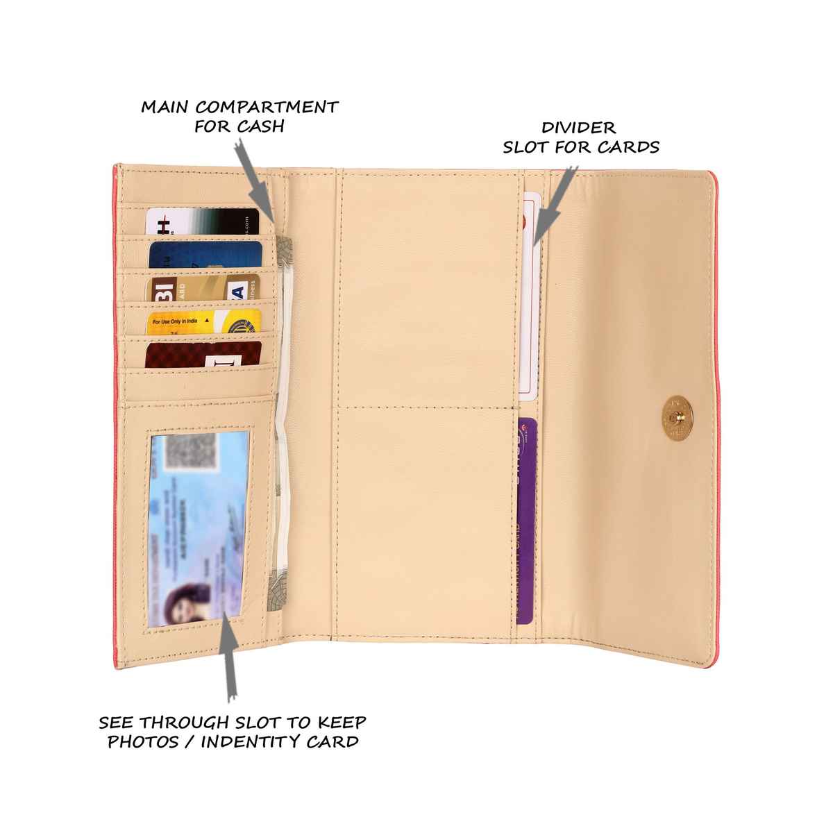 Lavie Women's Large 3 Fold Clutches | Large | Coral