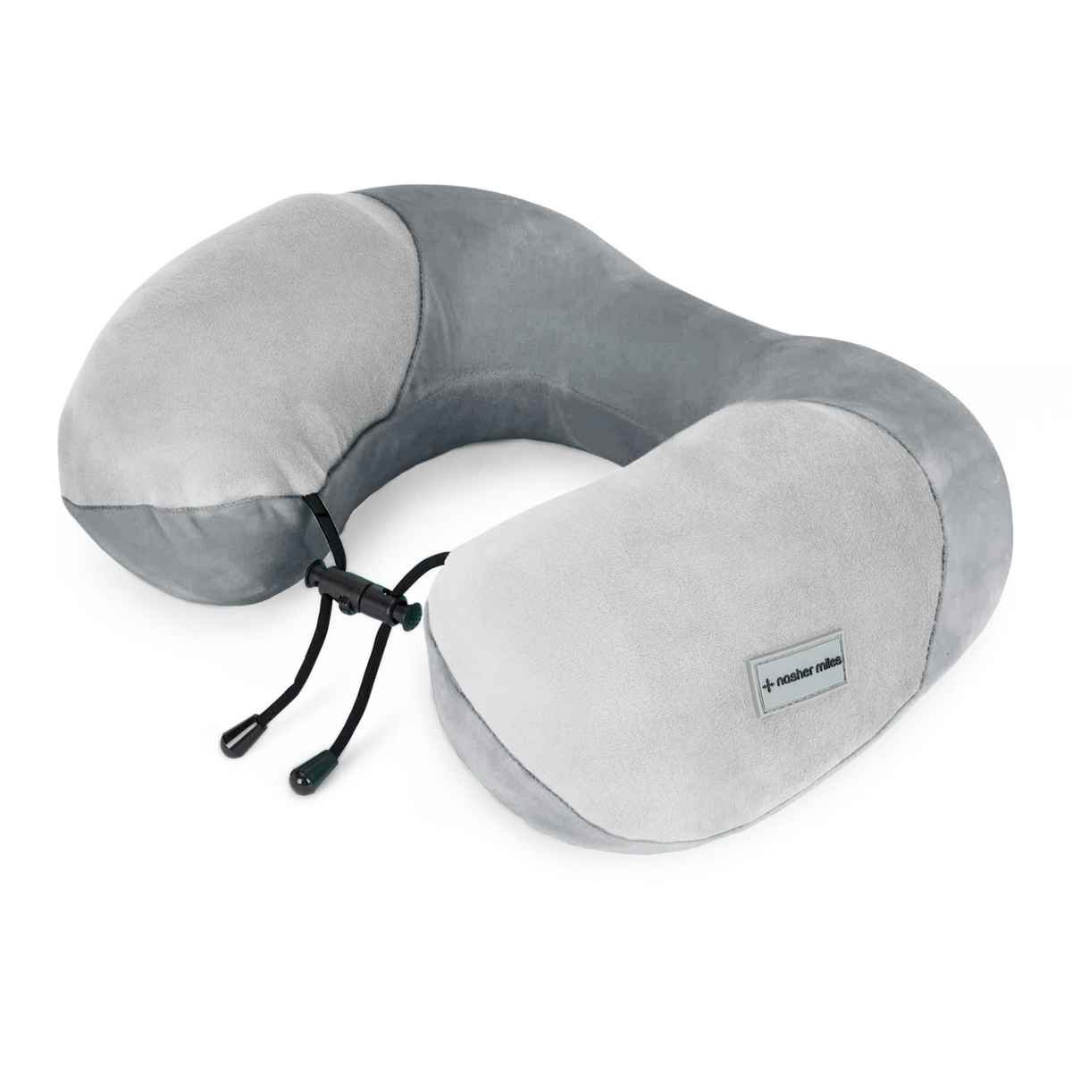 Nasher Miles 100% Pure Memory Foam Travel Neck Pillow- Stable Neck Support- Dark Grey And Grey