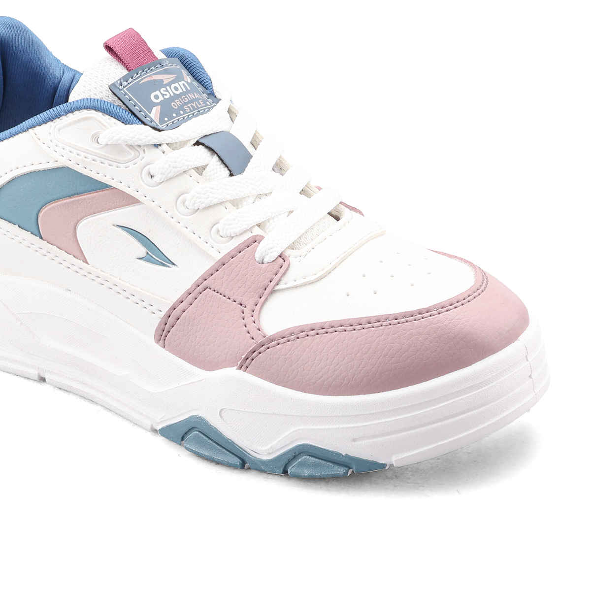 Asian Women's Lace up Sneakers | PETAL-01 | White | UK 7