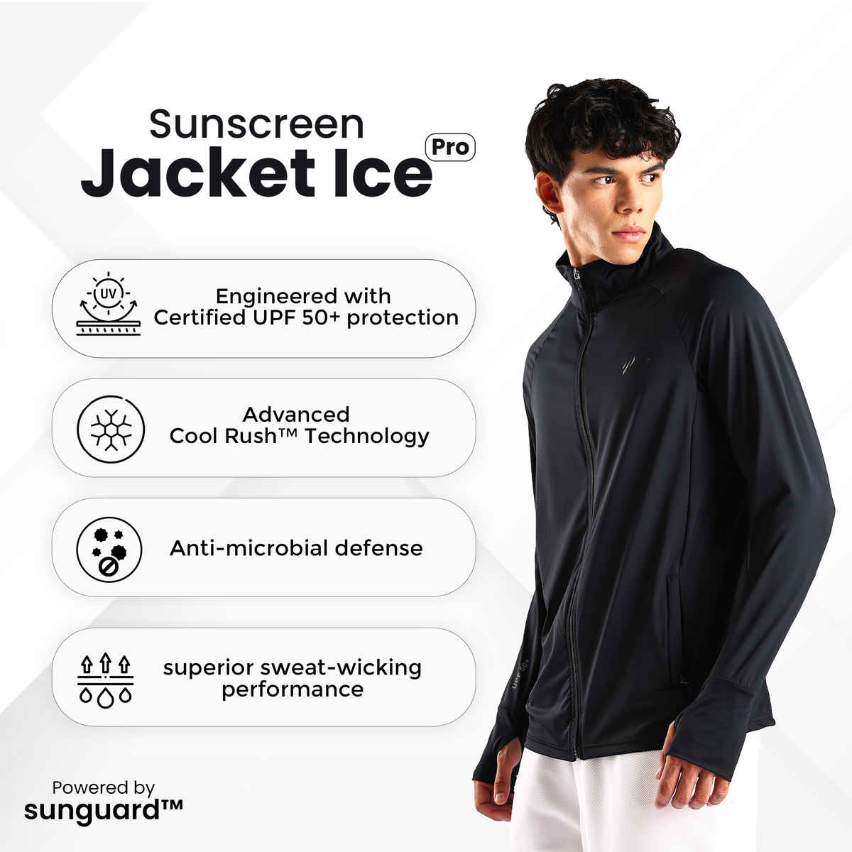 Blue Tyga Men's Sunscreen Jacket | SJE0005 | Black - M