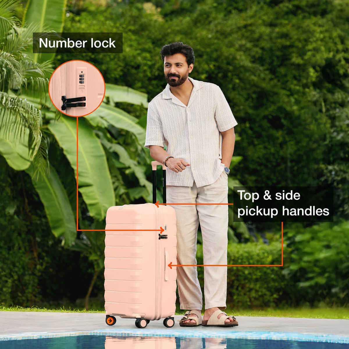 Nasher Miles Vienna Check-In Hard Sided Polypropylene 28 Inch|75 cm Trolley Bag - Peach