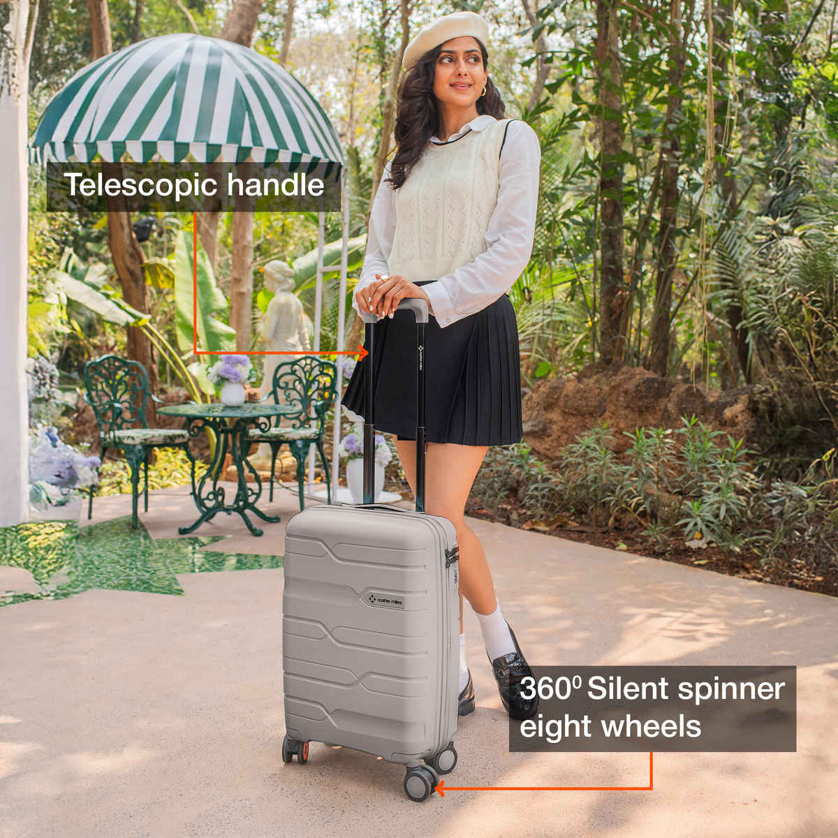 Nasher Miles Paris Cabin Hard Sided Polypropylene 20 Inch|55 cm Trolley Bag - Grey