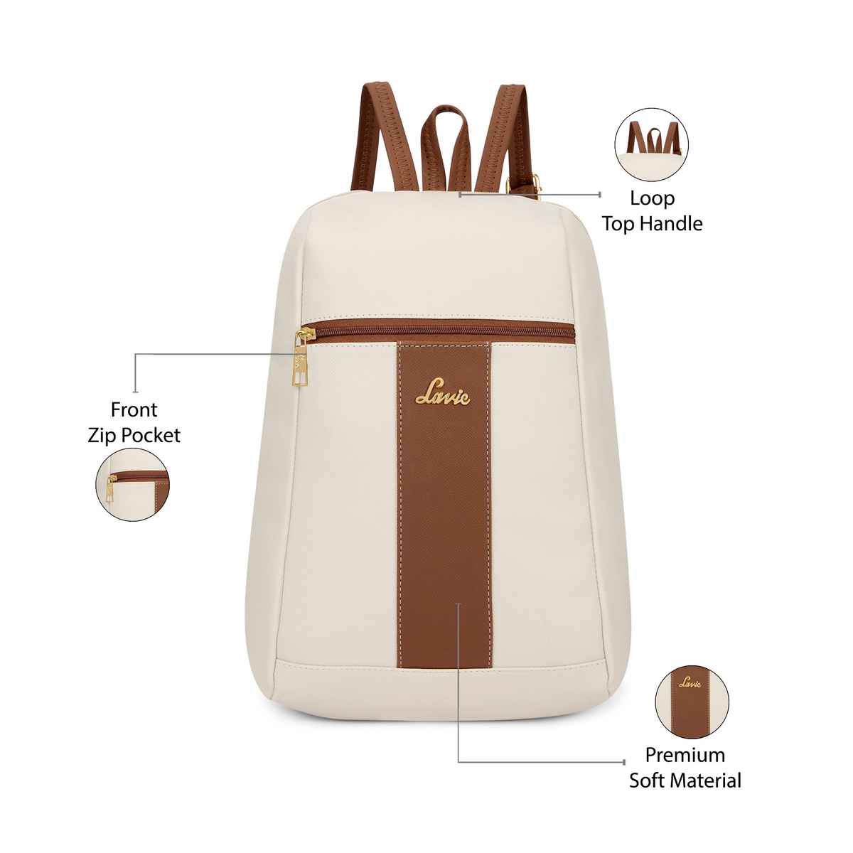 Lavie Women's Colourblock Cobie Fashion Backpack for | Shoulder Bag | Off White