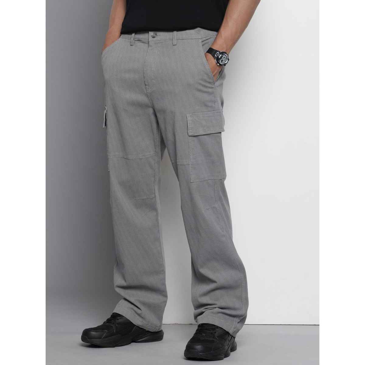 The Indian Garage Co Men's Relaxed Fit Solid Casual Trouser | Grey - 28