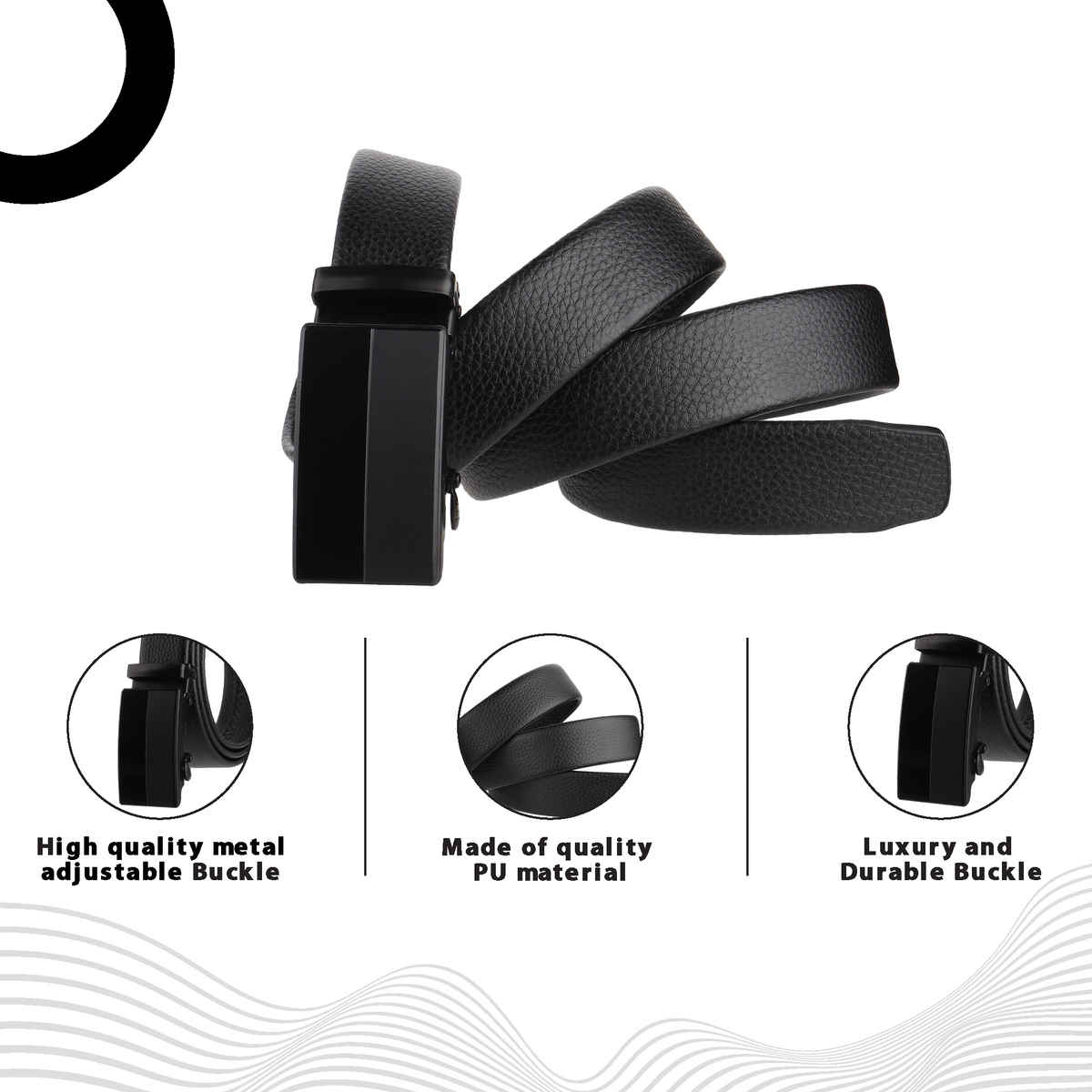 Zoro Men's Vegan Leather Belt, Formal/Casual Black | Fit on up to 40 Inches Waist size