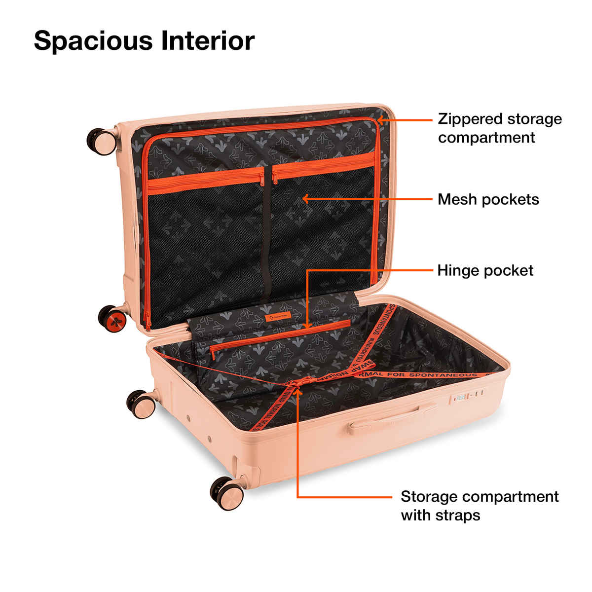 Nasher Miles Coorg Check-In Hard Side Polypropylene 28 Inch-75 cm Trolley Bag (Peach)