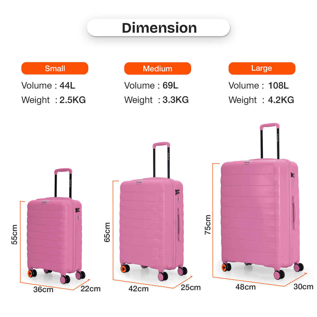 Nasher Miles Vienna Check-In Hardside Polypropylene 28 Inch-75 cm Trolley Bag- Pink