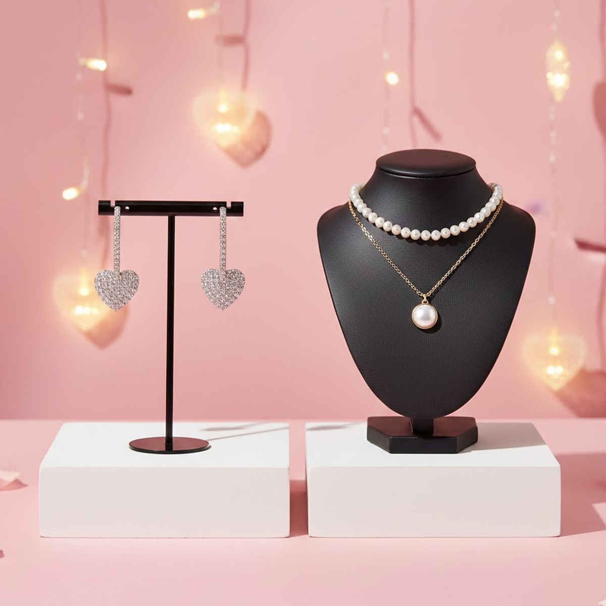 Estailo Fashion Women's Jewellery Earrings Silver One Size (1pc) & Estailo Fashion Women's Jewellery Necklace & Pendants Silver One Size (1pc) Combo